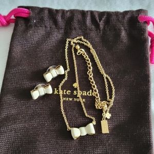 Kate Spade new york signature cream bow necklace and earrings set